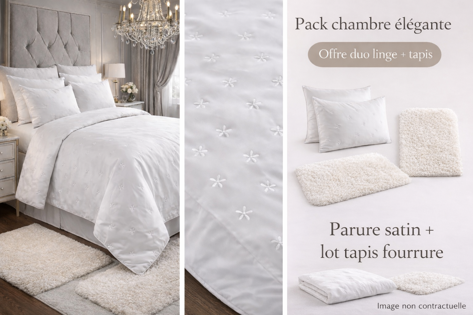 Pack Chambre Élégante – Parure Satin + descente de lit Fourrure - MinaHomeStore