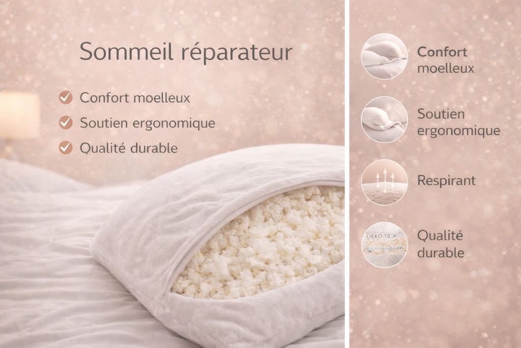 🛏️ Lots 2 Oreillers mémoire de forme 50x70 cm – Confort ergonomique | TODAY - MinaHomeStore