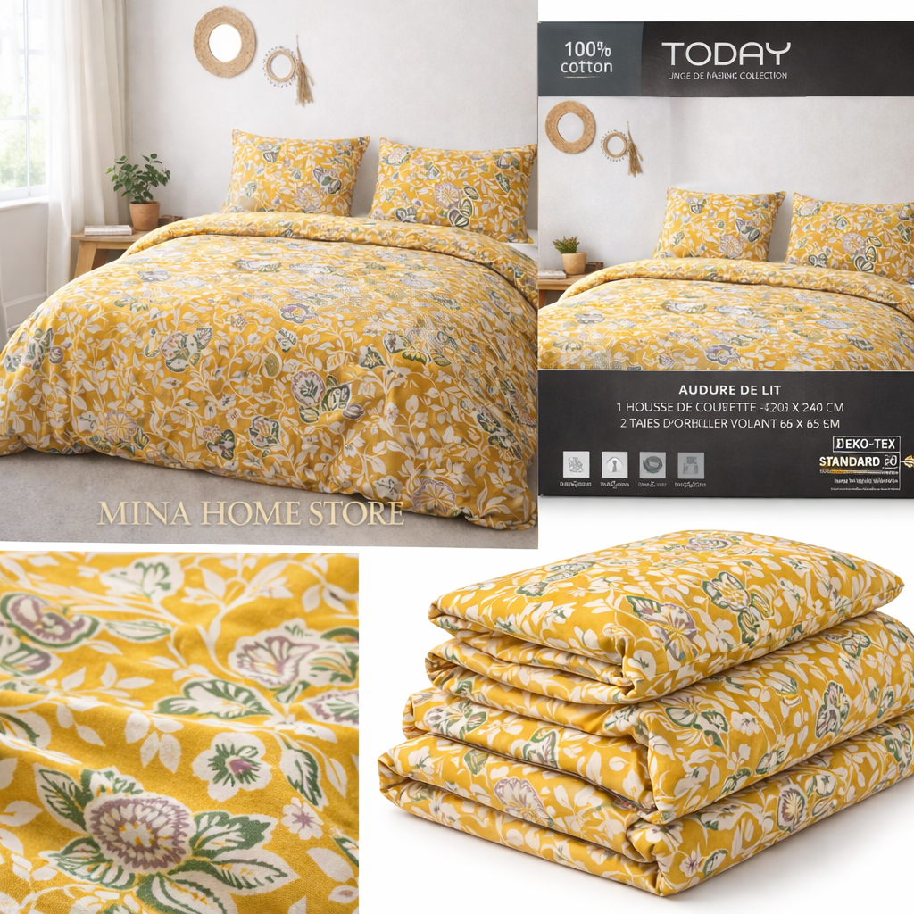 Parure de lit 220x240 cm – 100% coton motif floral | TODAY Linge de Maison - MinaHomeStore