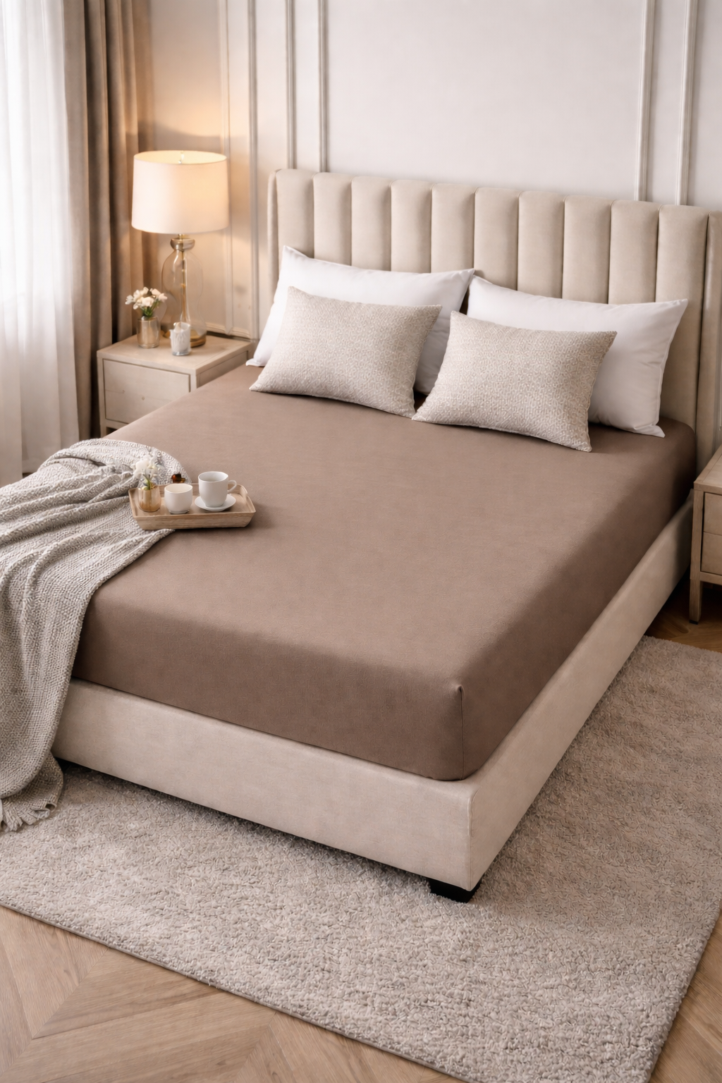 Drap housse coton Premium 90x190– Bonnets 30 cm – Doux & respirant - MinaHomeStore