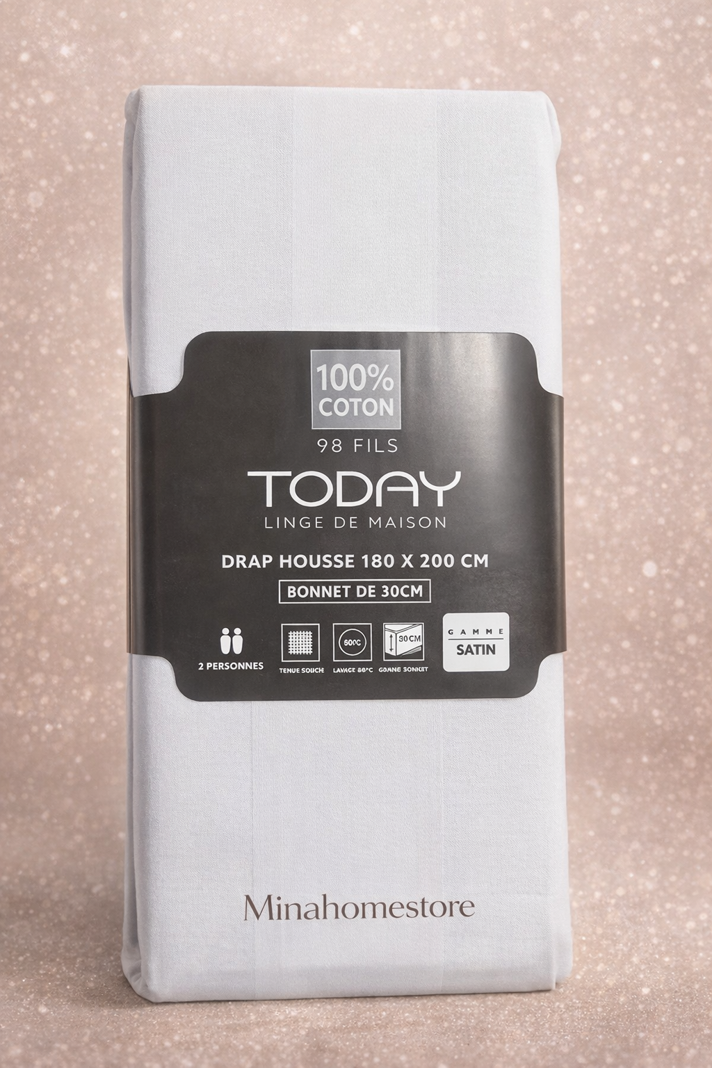 Drap housse satin 100% coton 180x200 – Bonnet 30 cm | TODAY - MinaHomeStore